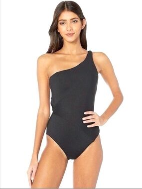 BECCA by Rebecca Virtue Fine Line Adeline Rib One-Shoulder Swimsuit, Sz S, NWOT